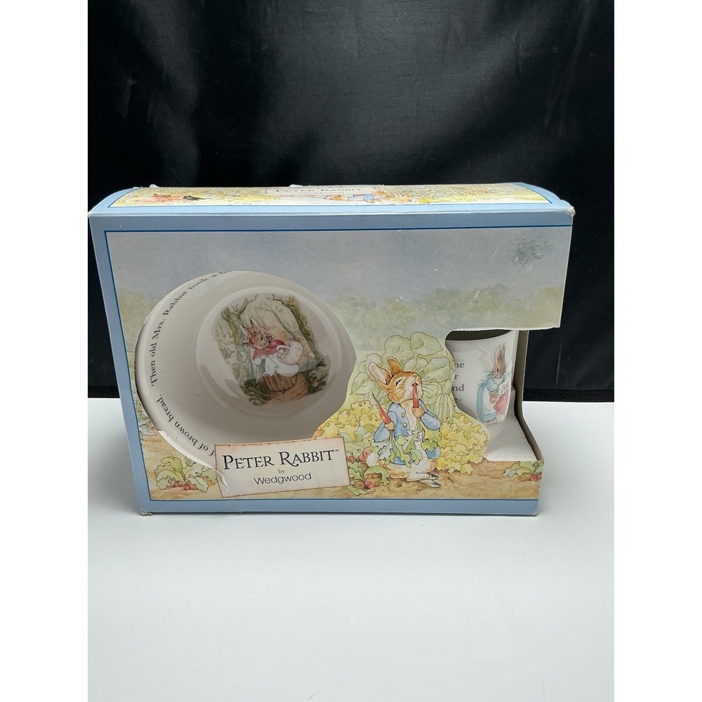 Vintage Peter Rabbit by Wedgwood Childs Dish Set 3 Piece Plate Bowl Cup Mug NIB